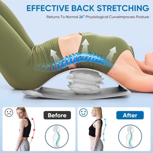 Ergonomic Lumbar Support Board, Lower Back Stretcher Adjustable Air Gray