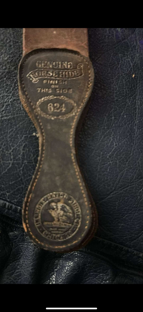 Vintage leather and horsehide knife sharpener.