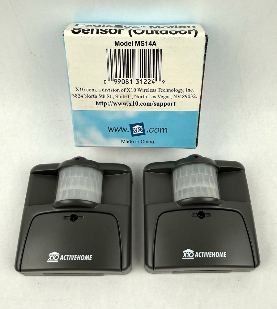 X10 Active Home Active Eye Indoor/Outdoor Motion Sensor Model MS14A Sensor X2