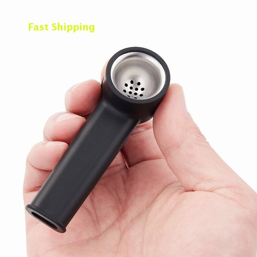 4PCS Silicone Pipe 4” with Cap and Stainless Steel Filter Black Replaceable