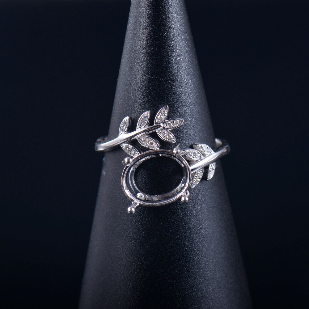 Oval Cut Solid 14K Gold Natural diamond Semi Mount Ring Setting