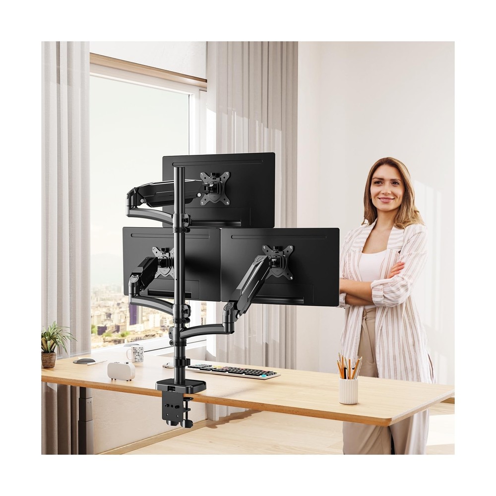 MOUNT PRO Triple Monitor Mount for Max 32" Computer Screen, Adjustable 3 Moni...