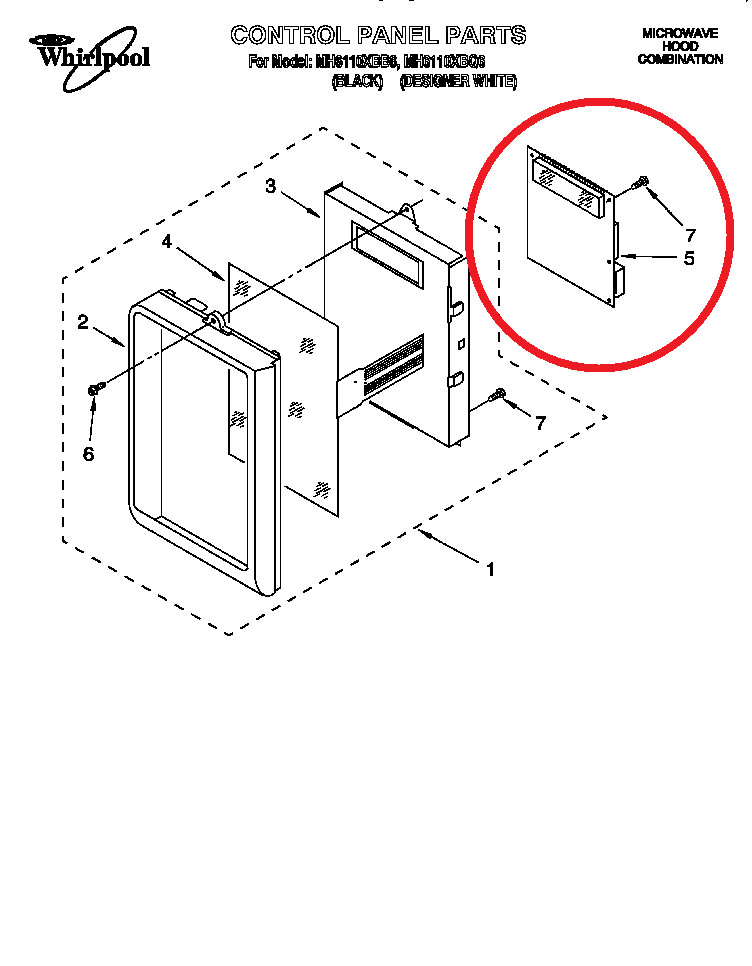 Genuine WHIRLPOOL Microwave, Control Board # 4359233