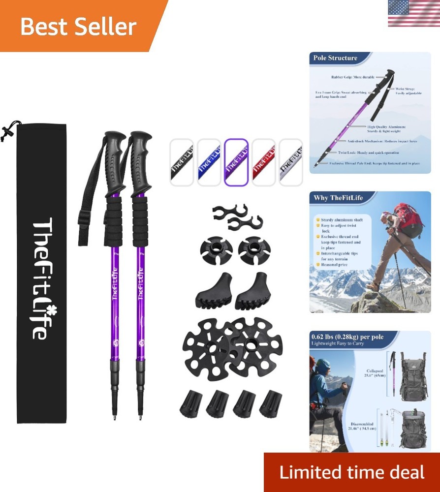 Durable Aluminum Walking Poles - Adjustable Height & Accessory Kit Included