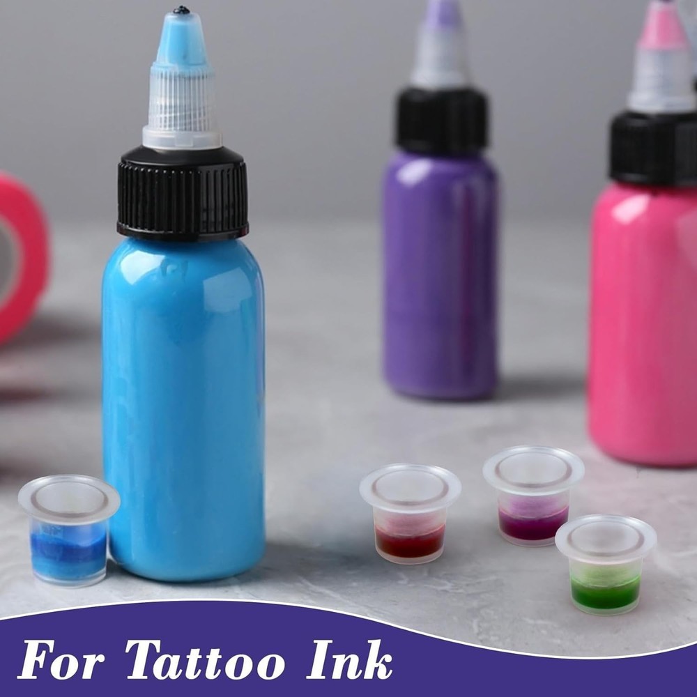 200 Durable Waterproof Tattoo Ink Caps - Mixed Sizes for Precise Application