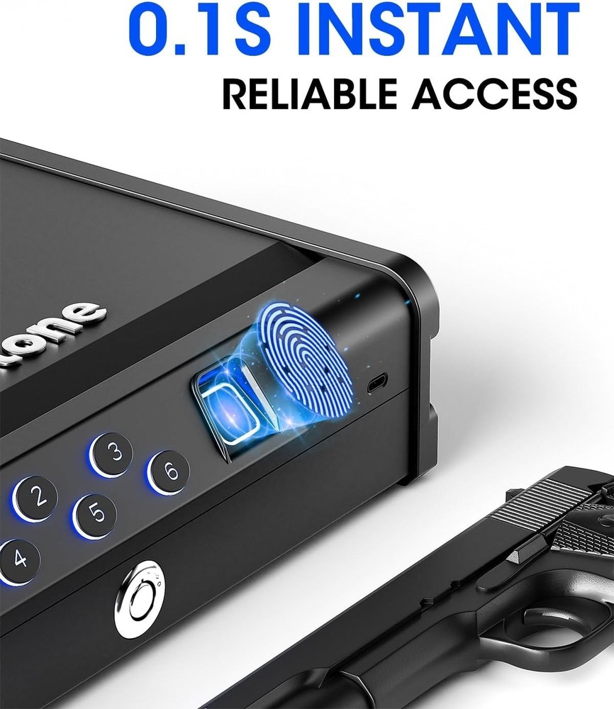 Biometric Handgun Safe – Fireproof Compact Gun Storage with Quick Access
