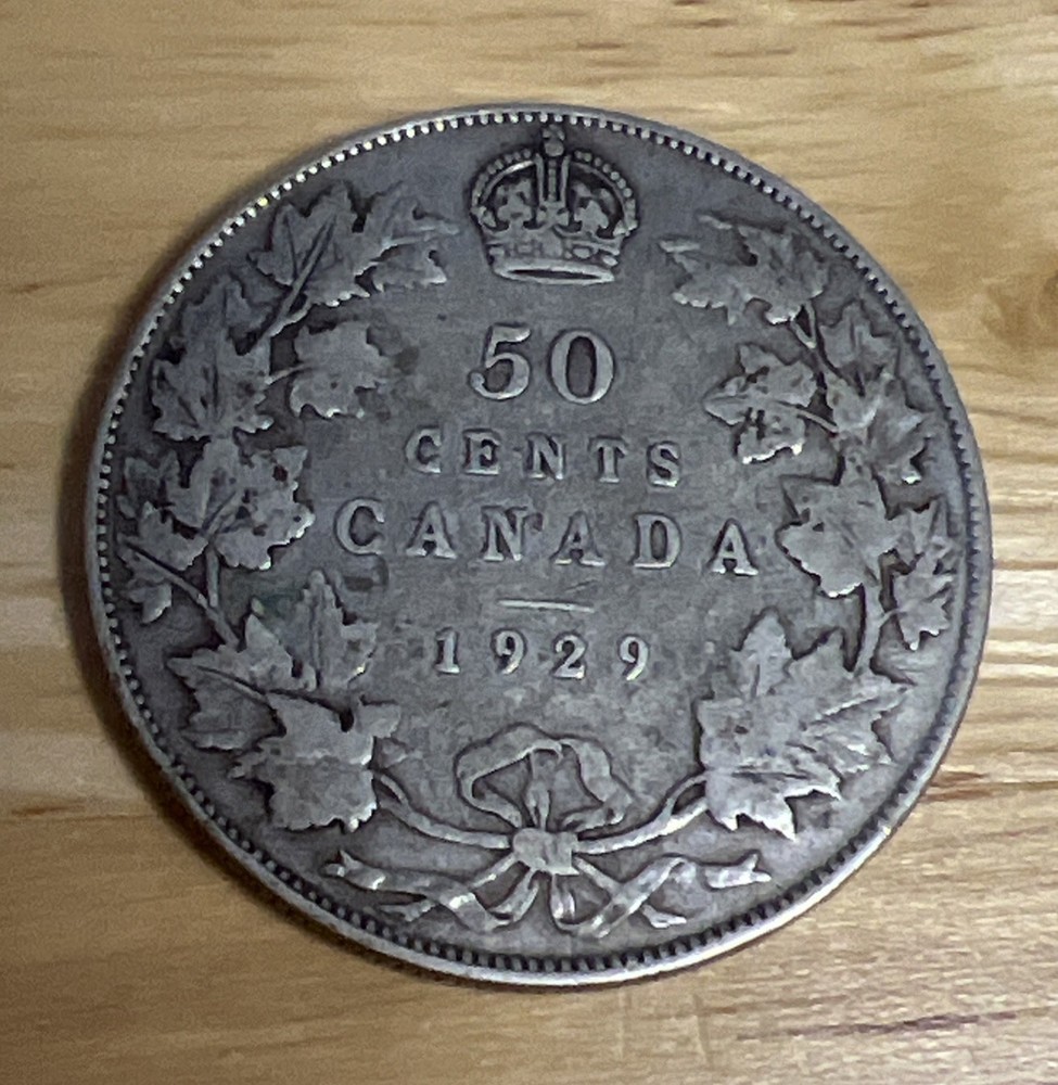 Canada 1929 50 Cent Silver Coin .800