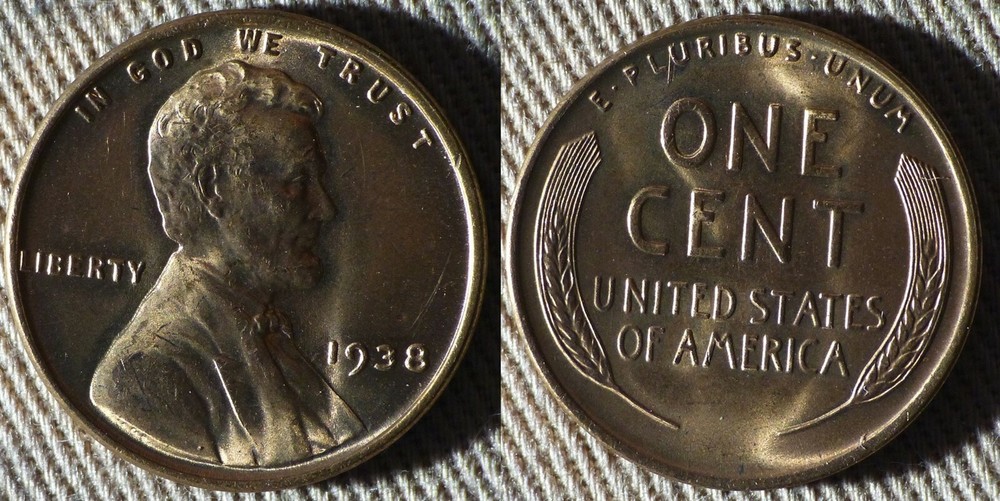 Lincoln Wheat Cent : 1938 BU Beautiful IRUS638