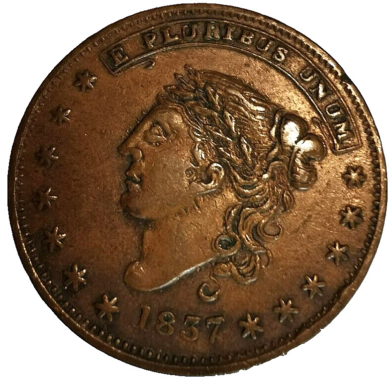 1837 US Hard Times Cent Copper Liberty - Not One Cent Token HT-45