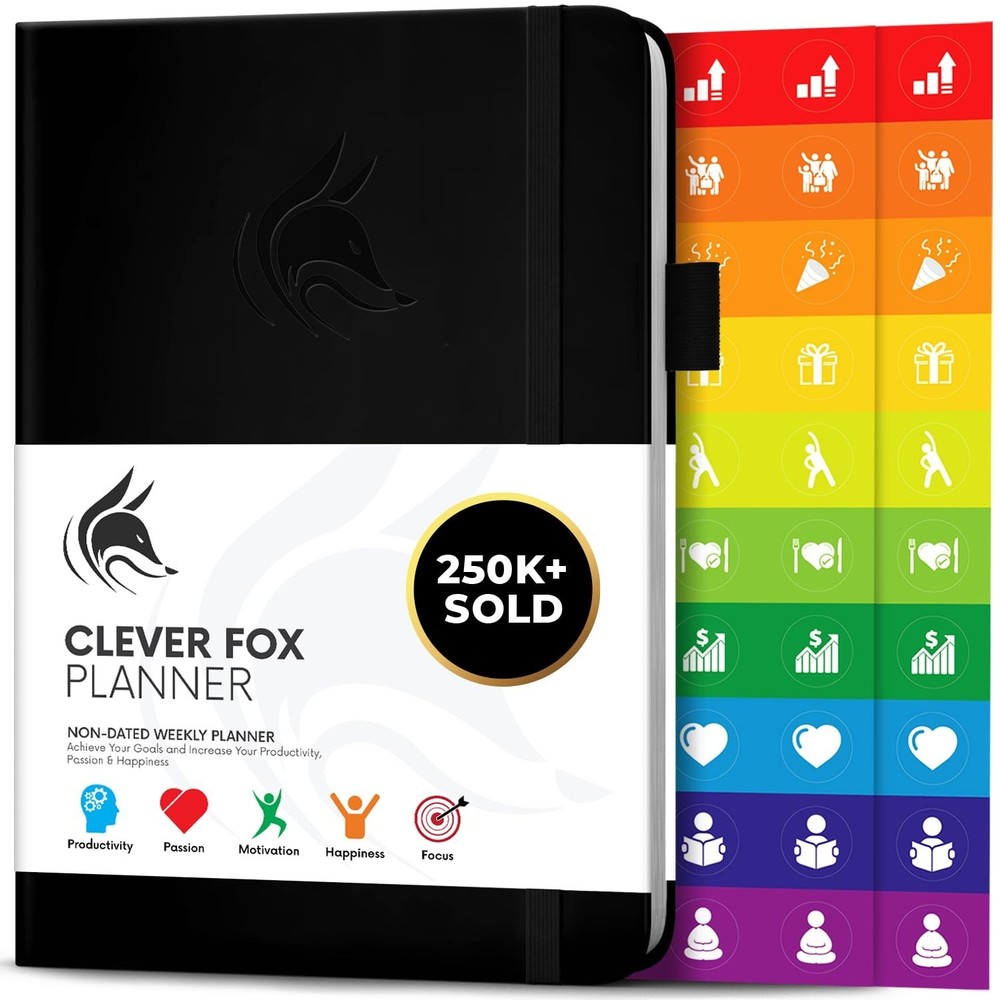 Clever Fox Planner – Undated Weekly & Monthly Planner for Productivity, Ti