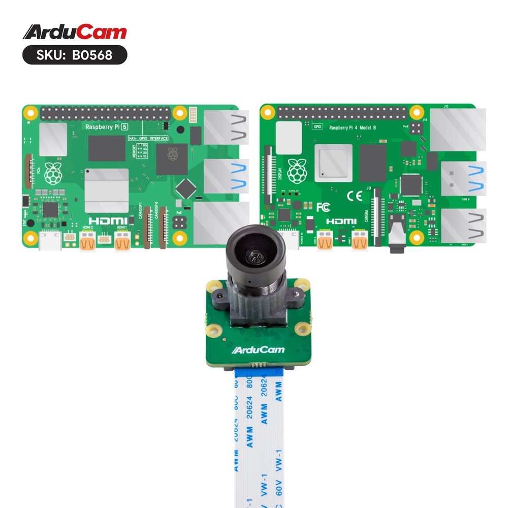 Raspberry Pi Camera 5MP IMX335 Low Light Module M12 Lens Ribbon Cable Included