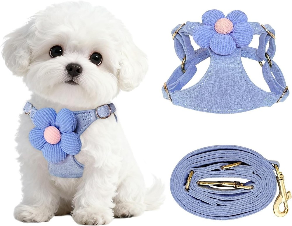 Escape Proof Dog Harness No Pull Leash Set Small Medium Dog Soft Adjustable