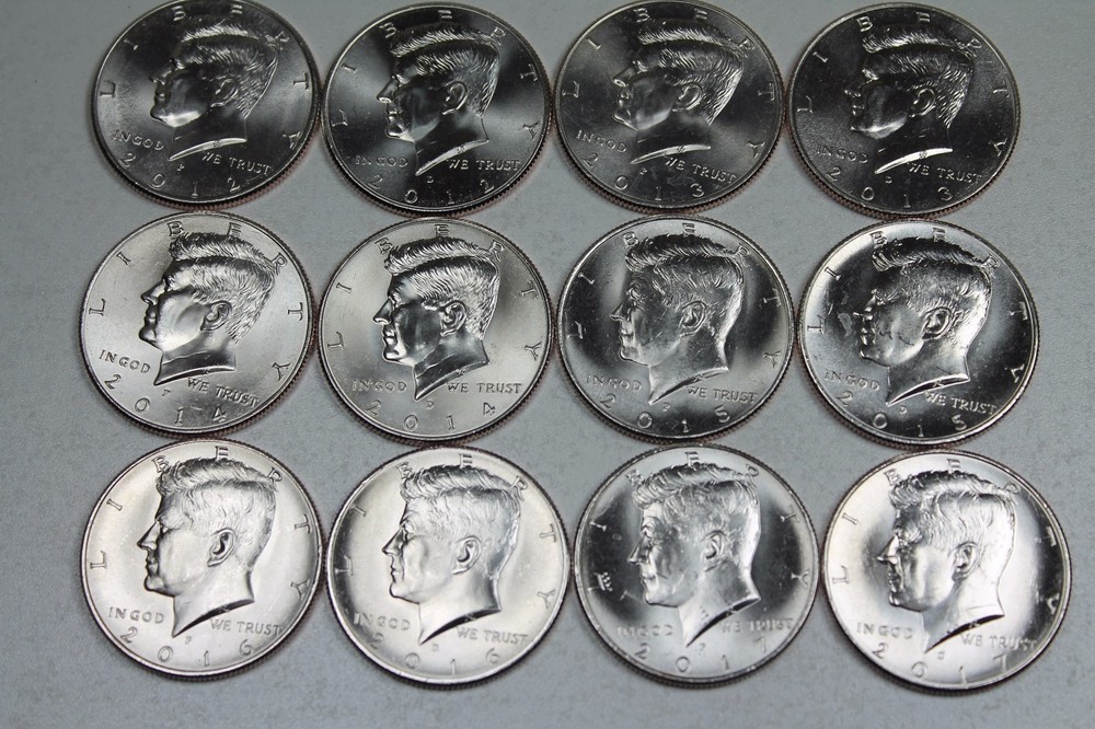 2012 2013 2014 2015 2016 2017 P D Kennedy Half Uncirc Mint roll Set 2012-2017