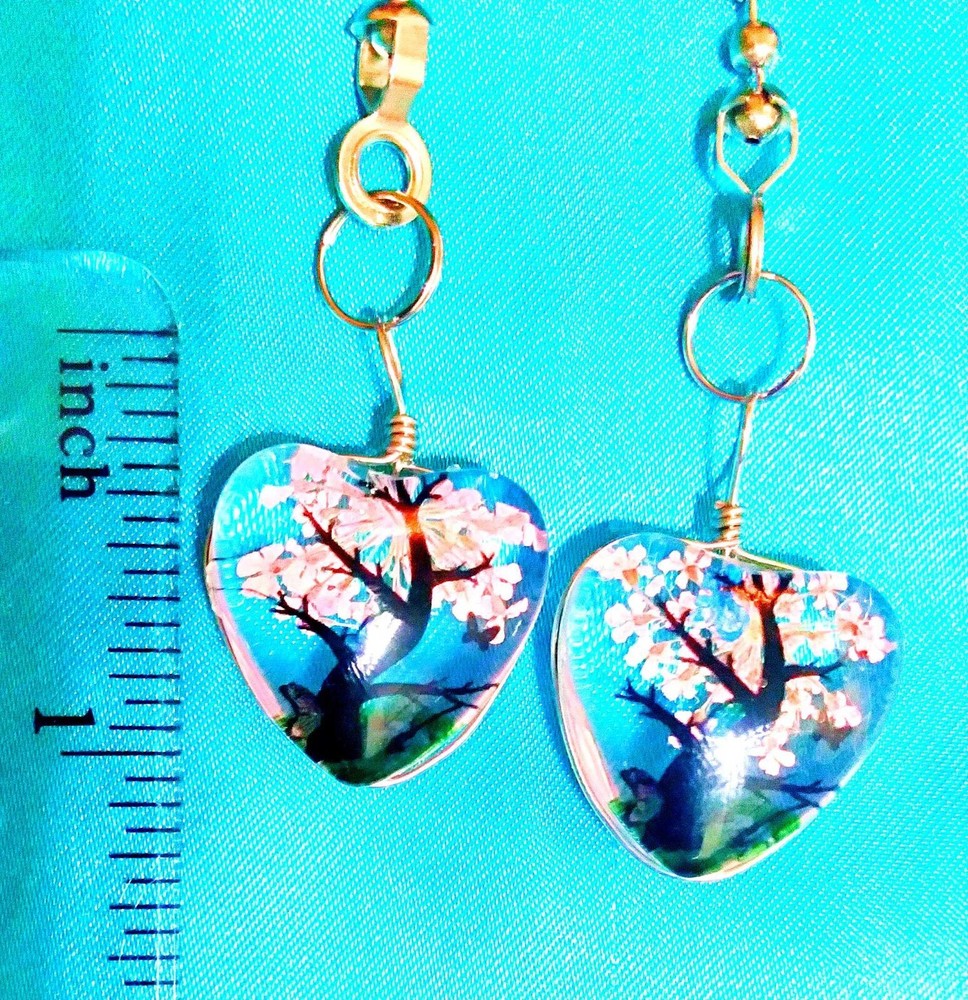 Set of Two ~ Light LAVENDER TREE HEART Acrylic ~ Ceiling Fan Pulls