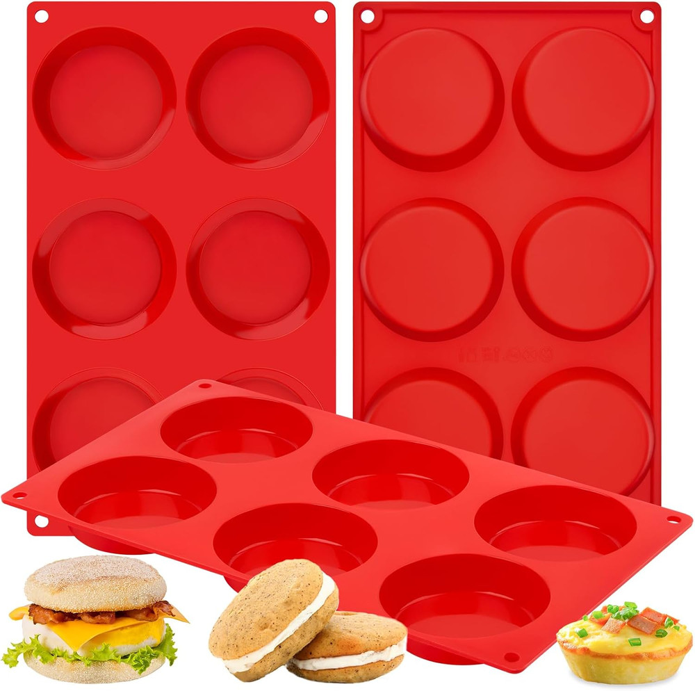 3 Pack Silicone Egg Bite Molds, 3 Inch round Egg Molds for Breakfast Sandwiches