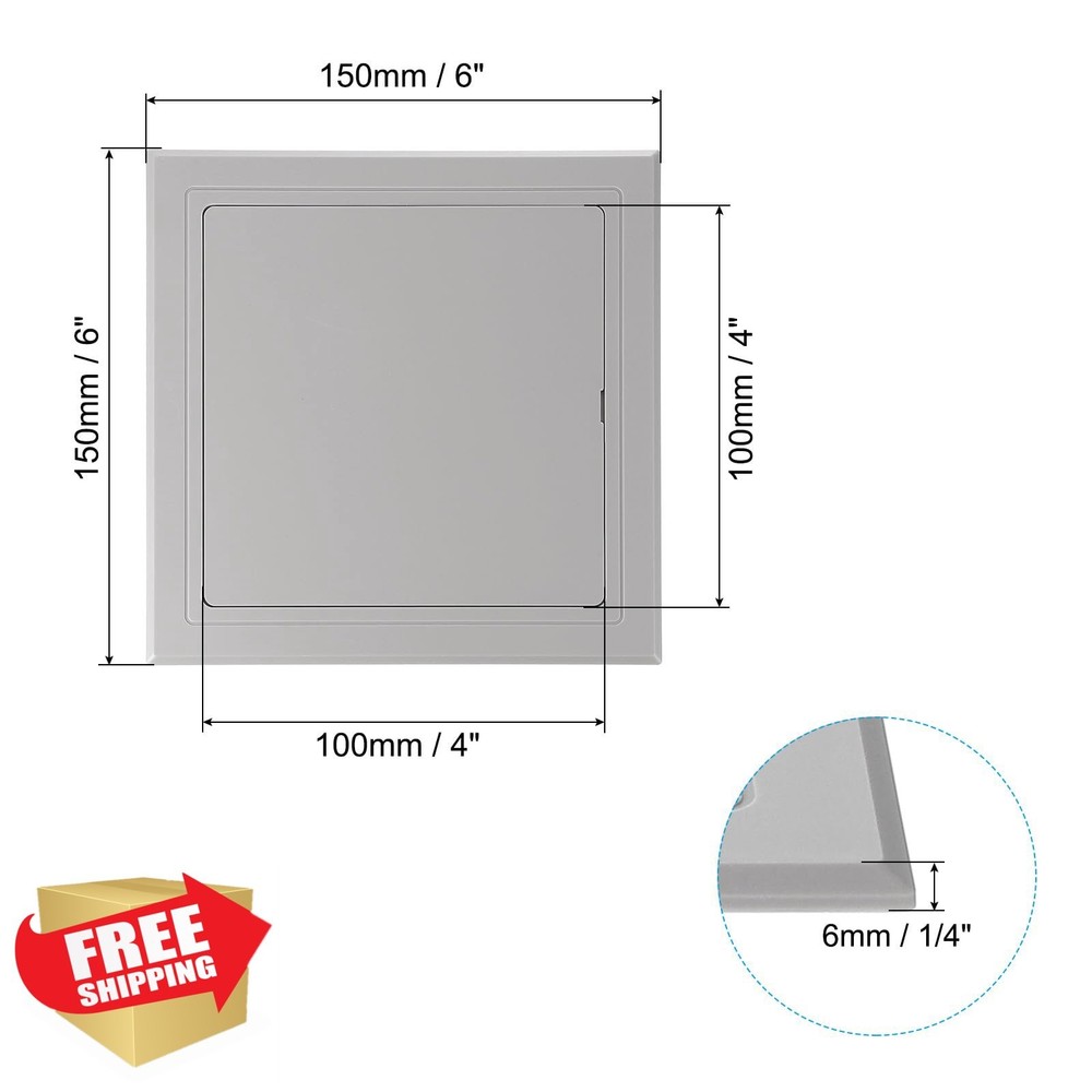 PATIKIL 4x4" Access Panel, Self-Adhesive ABS Wall Hole Cover Grey