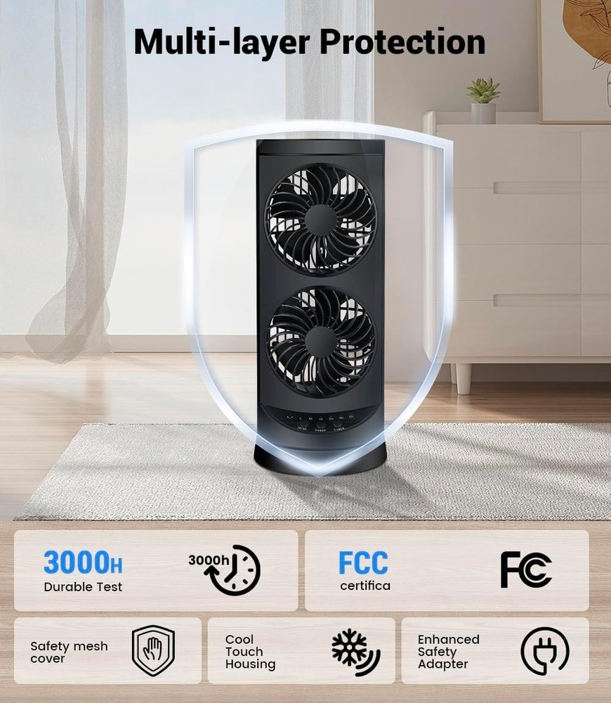 Personal Tower Cooling Fans that Blow Cold Air, Standing 13IN-3600RPM, Black
