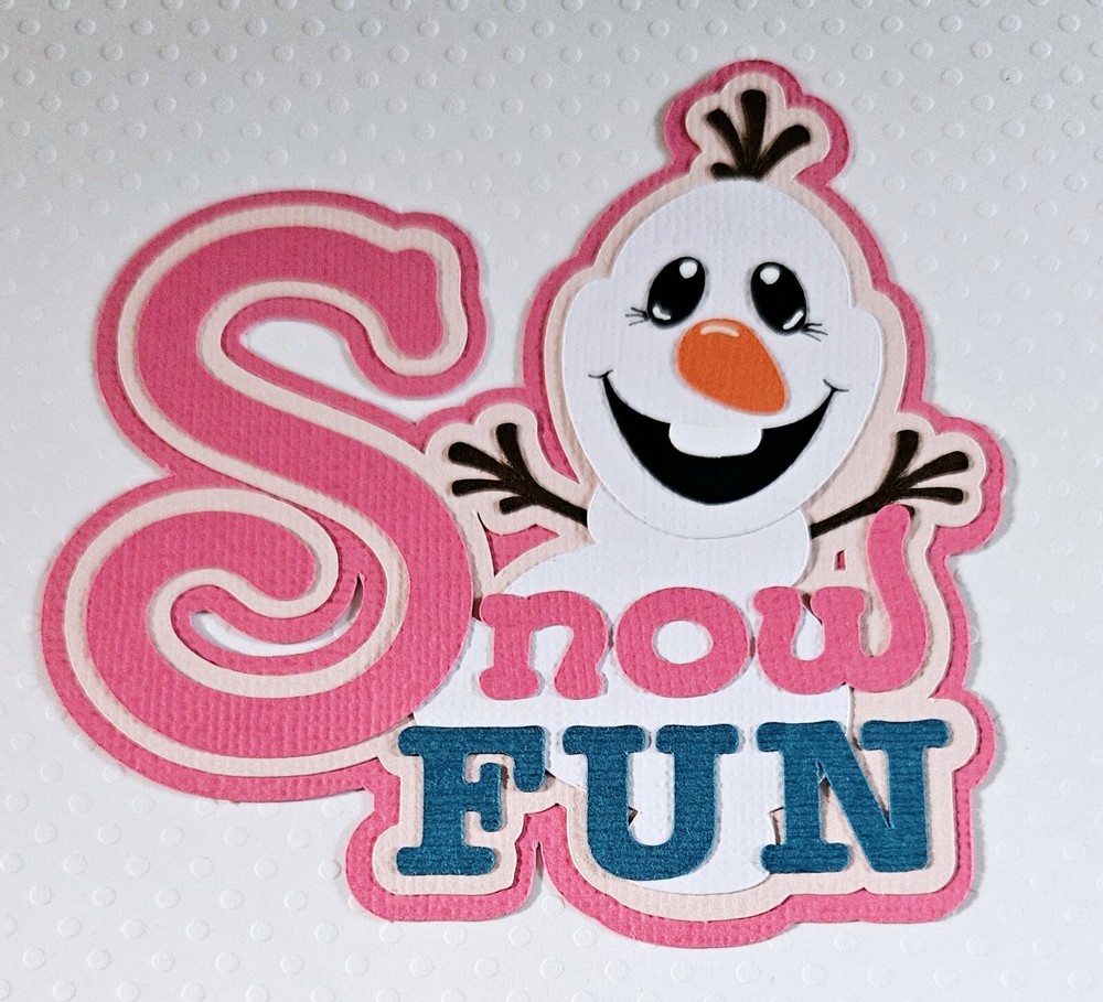 Olaf Snow Fun Pink Title. Scrapbook, Card Making Paper Piecing