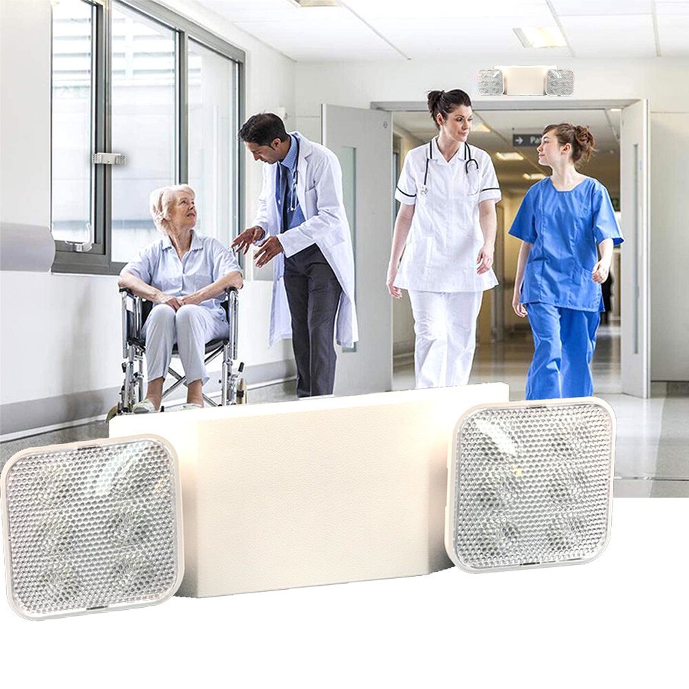 LED Emergency Exit Light Adjustable Dual Head Lamp with Battery Backup UL