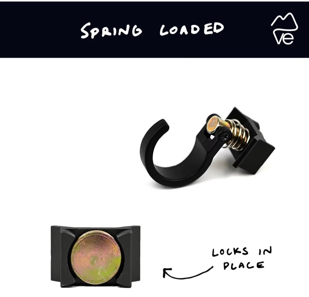 Venture L-Track Spring Loaded Adjustable Gear Hook - Black - 2 pcs