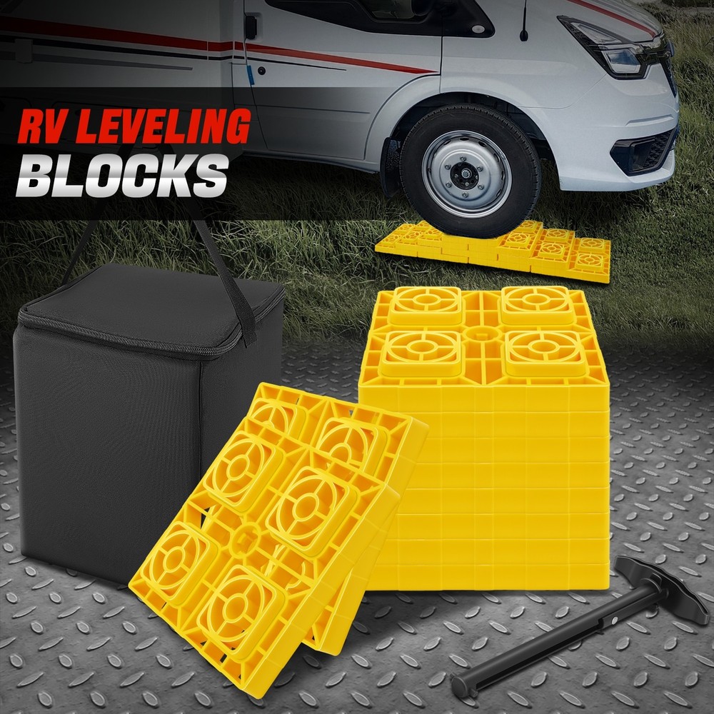 [10Pcs] RV Jack Pads Camper Leveling Blocks w/Carrying Handle & Storage Bag