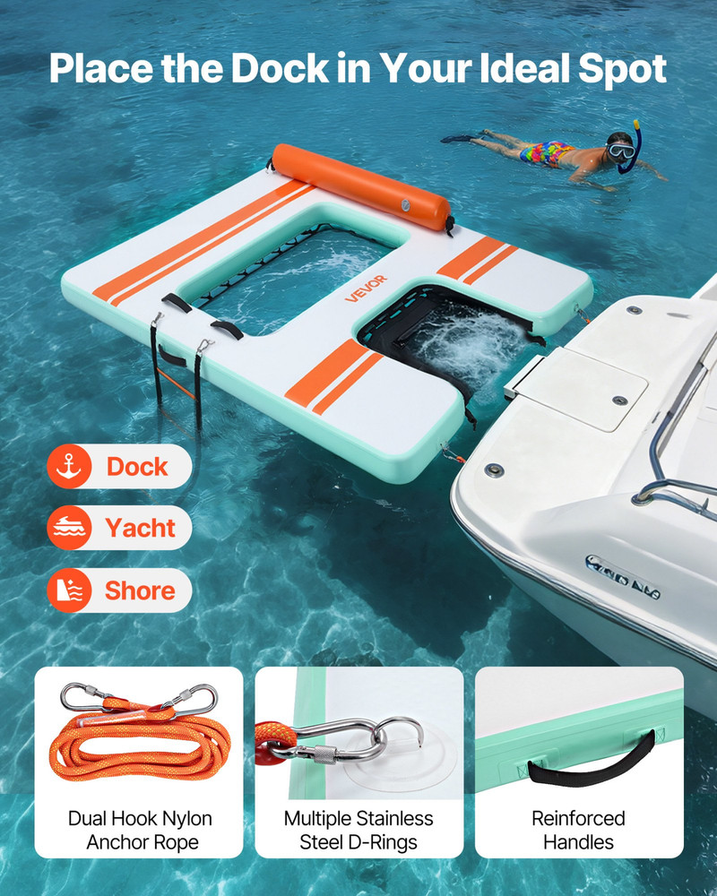 Inflatable Floating Dock 8x6FT Water Platform w/Ladder Bag
