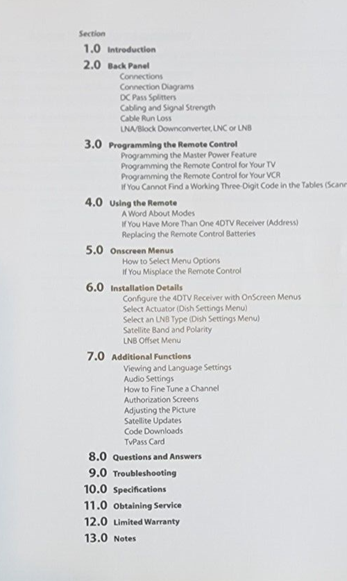 General Instrument GI 4DTV DSR 920 Reference Installation Operational Manual