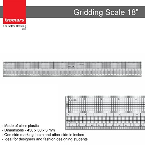 18" Gridding Scale Clear Acrylic Ruler cm & inch Tailoring Pattern Drafting Tool