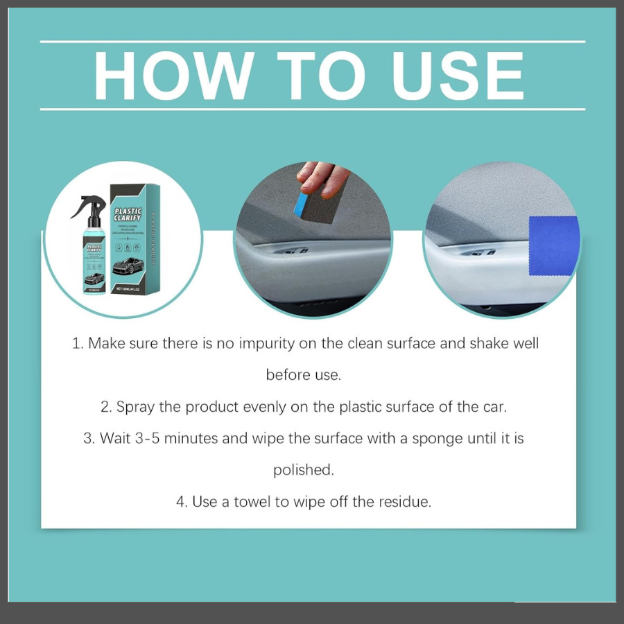 120ML Black Plastic Restorer Spray& Car Interior Plastic Cleaner Plastic Clarify
