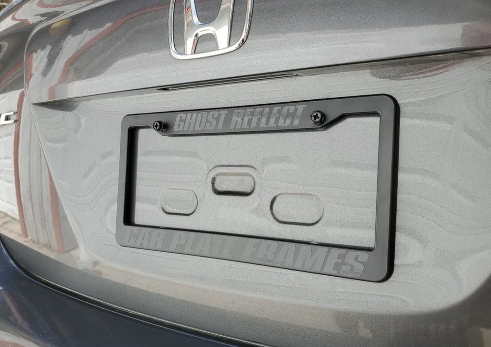BLACK ON BLACK  REFLECTIVE CUSTOM TEXT PERSONALIZED License Plate Frame
