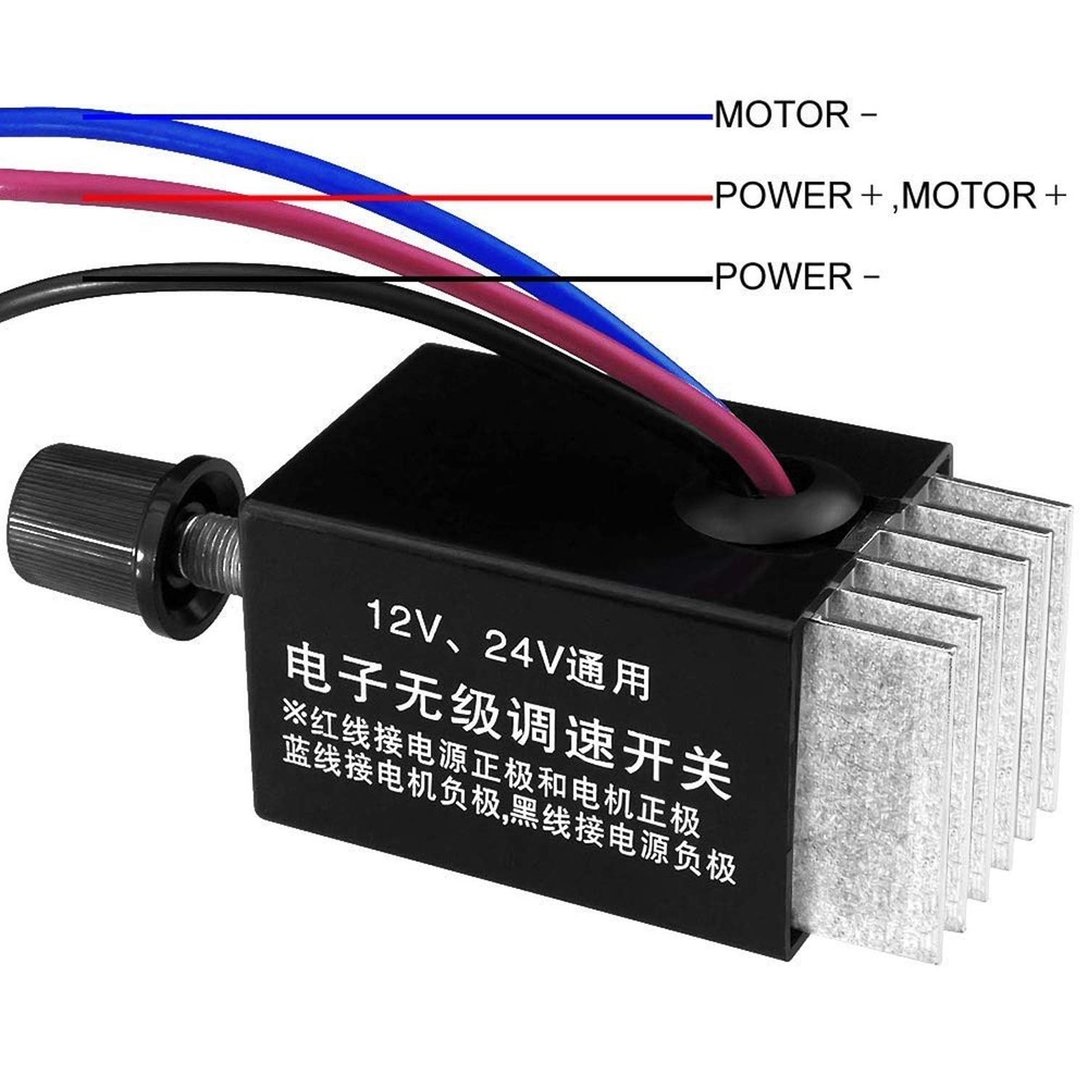 DC Motor Speed Controller Universal DC 12V 24V 10A Electronic Stepless Speed ...