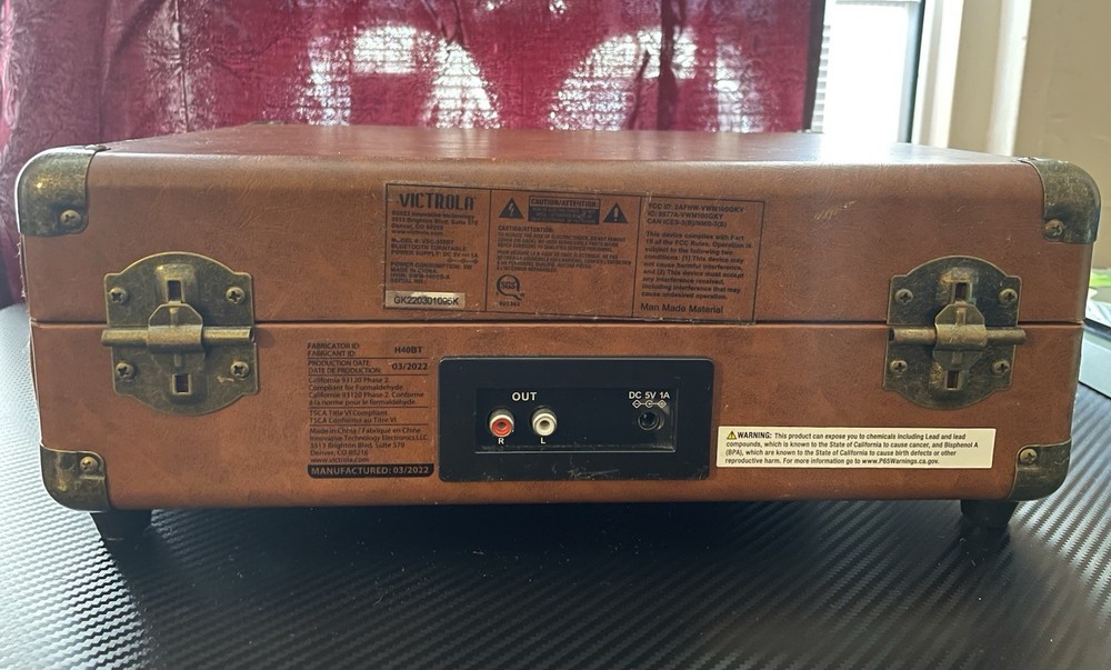 Victrola Journey Bluetooth Suitcase Record Player with Cable