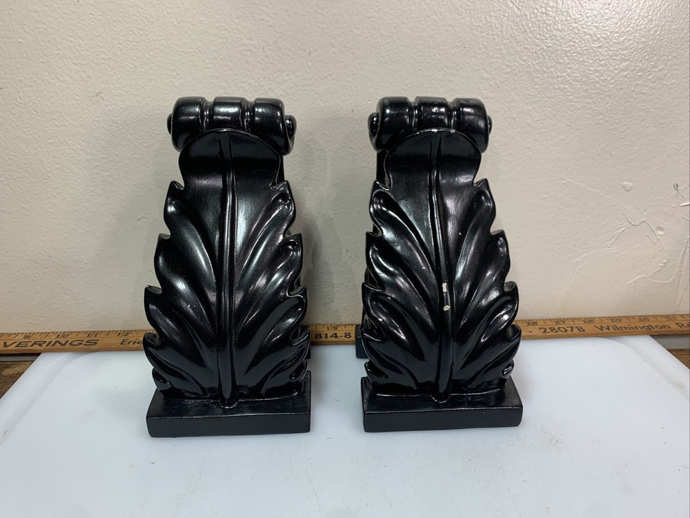 Black Leaf Motif Wall Mounted Rod Holders Or Bookends