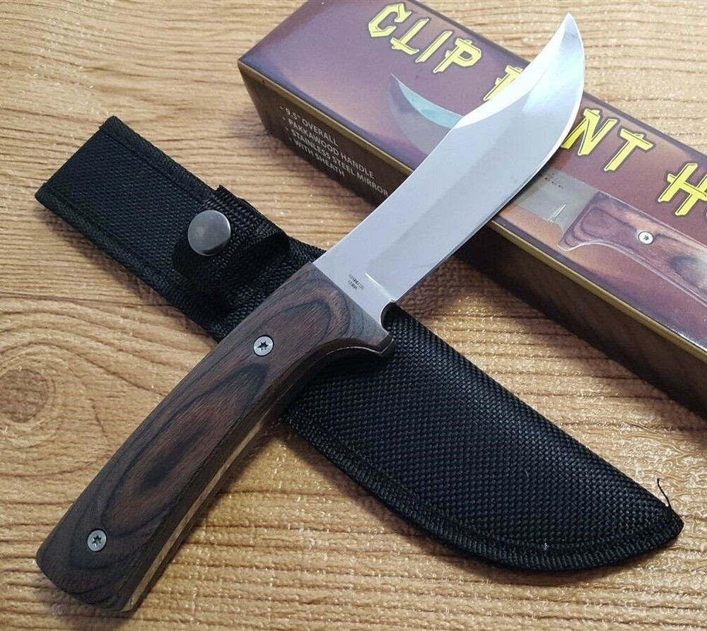 Clip Point Hunter Fixed Blade Knife w/ Nylon Sheath Belt Loop Rite Edge 5" Blade
