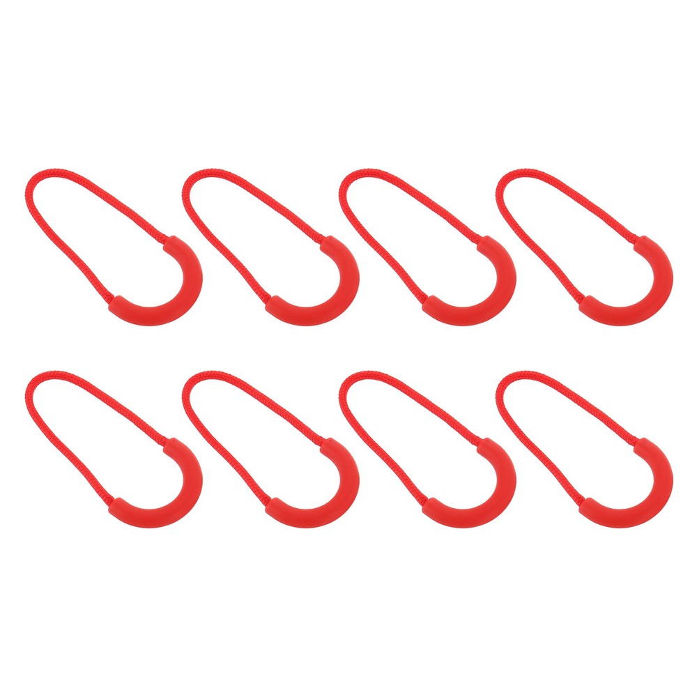 8Pcs U-Shape Zipper Pull Replacement Cord Extender, 63.5mm Red