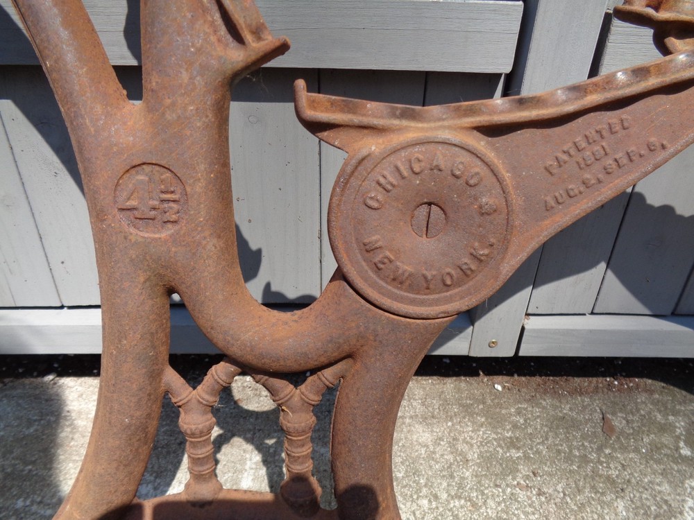Antique Cast Iron School Desk Frame Side