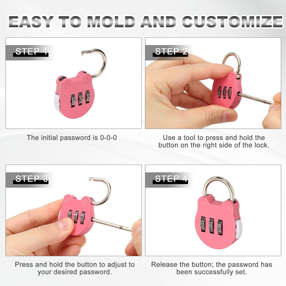 Combination Padlock (Small, Silver)(2 Pcs),Cat Shackle Code Locks