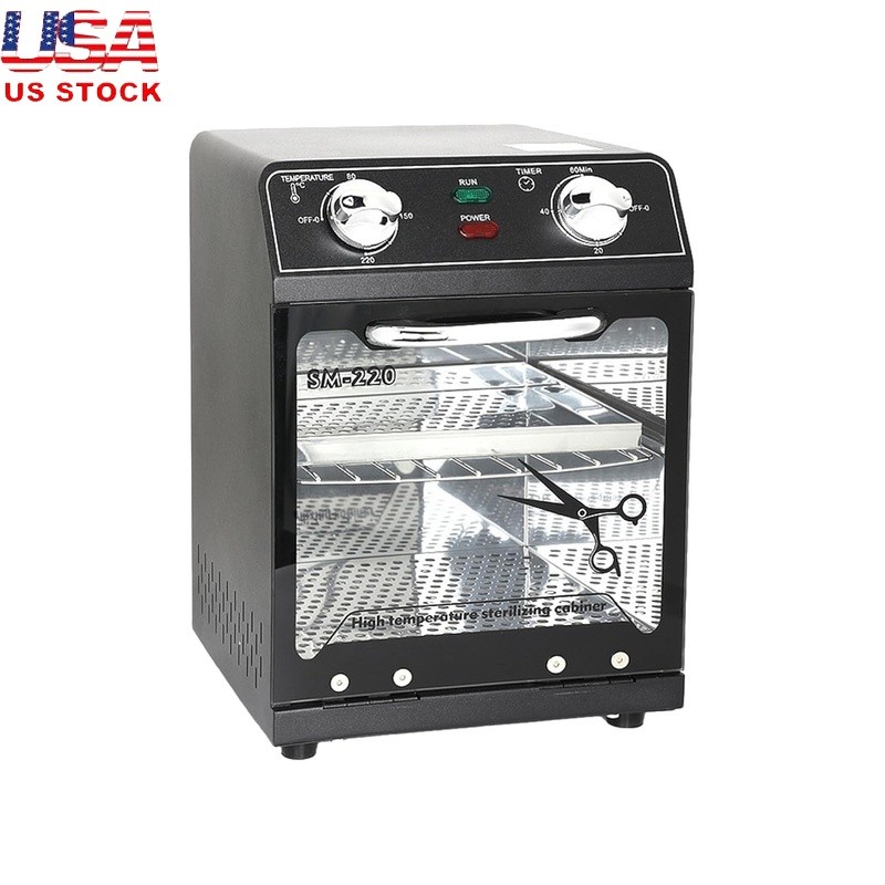 High Temp Adjustable Timer Double Layer Stainless Steel Tool Sterilizer New