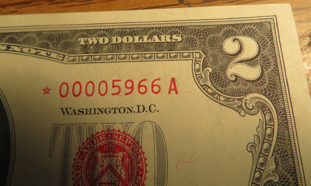 1963 Two Dollar US Note Red Seal Star Note *00005966A MINT