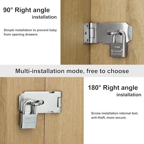 2 Pack Door Hasp Latch Lock with Combination Lock&Keys Lock, 5 Inch 304