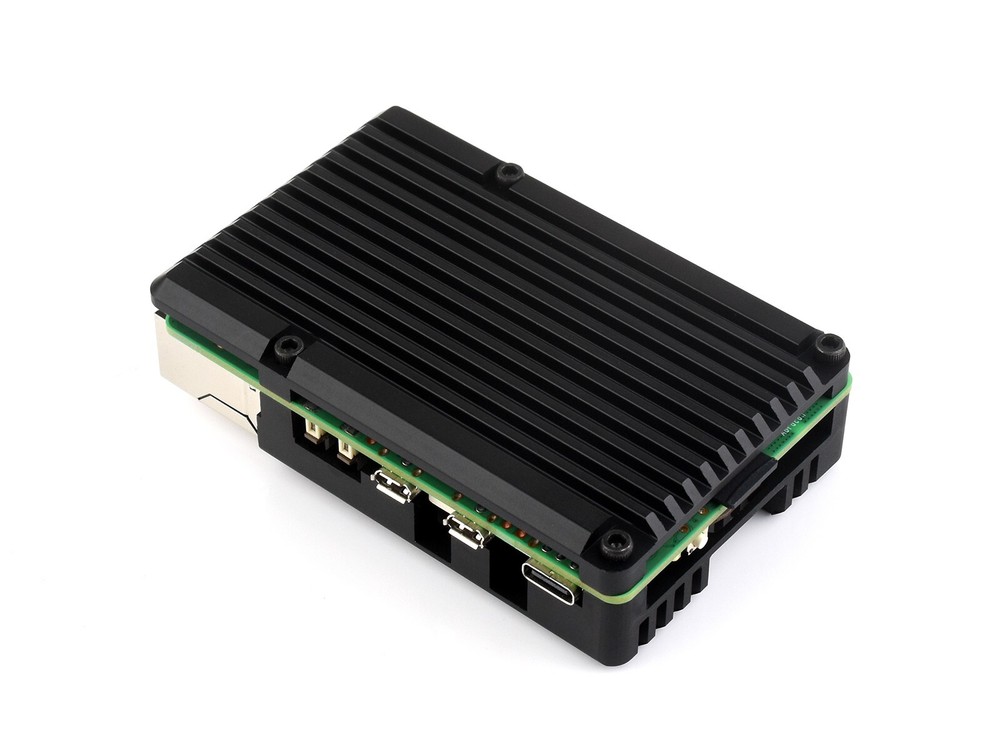 Waveshare Aluminium Alloy Case H for Raspberry Pi 5 with Temperature-Controlled