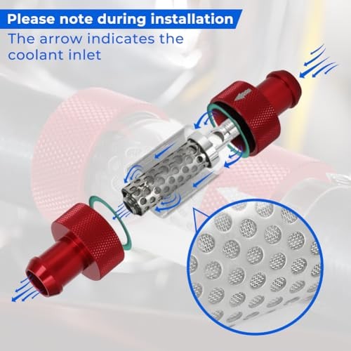 3/4" Universal Filter Inline Heater Core Coolant Filter Red