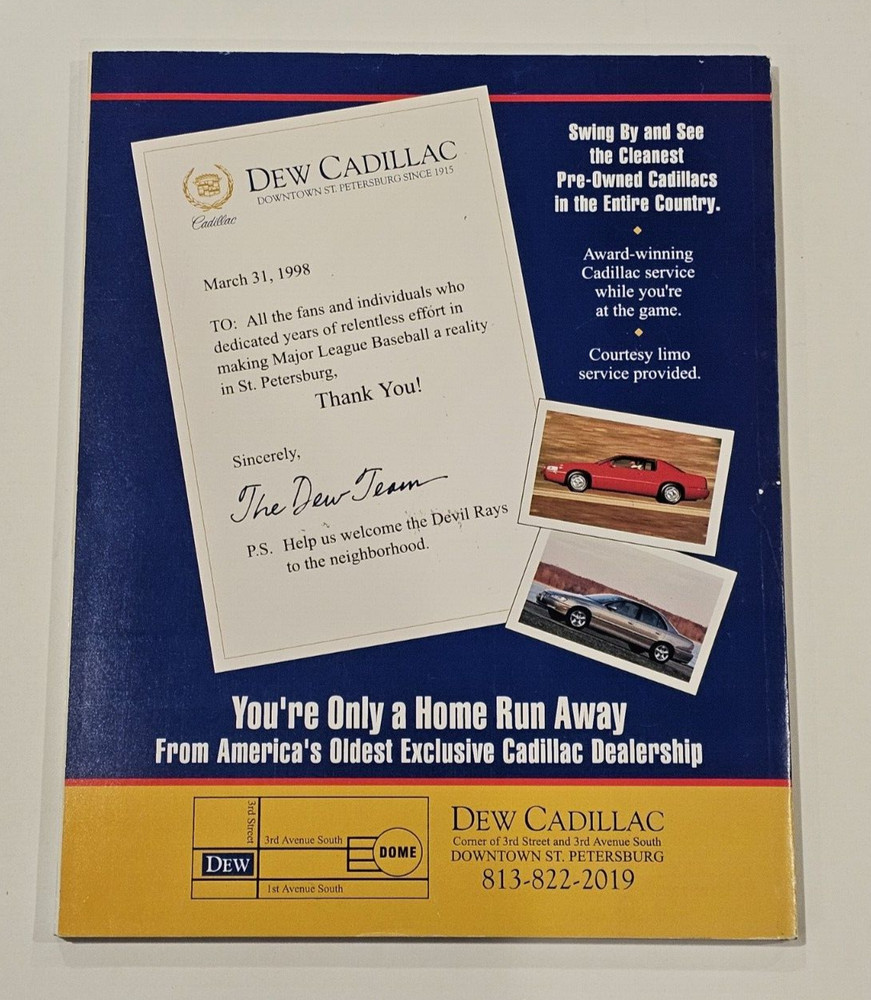 1998 TAMPA BAY DEVIL RAYS Inaugural Game March 3/31 Commemorative Program
