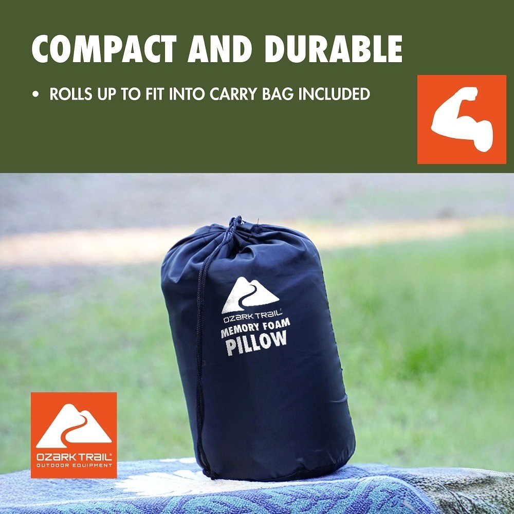Dark Grey Memory Foam Camping Pillow for Adults