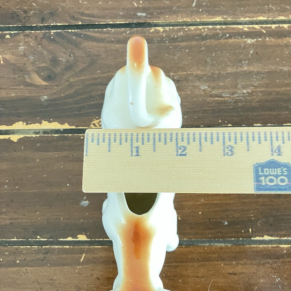 Pottery Barn Ceramic Cow Creamer Brown White Tail with Handle