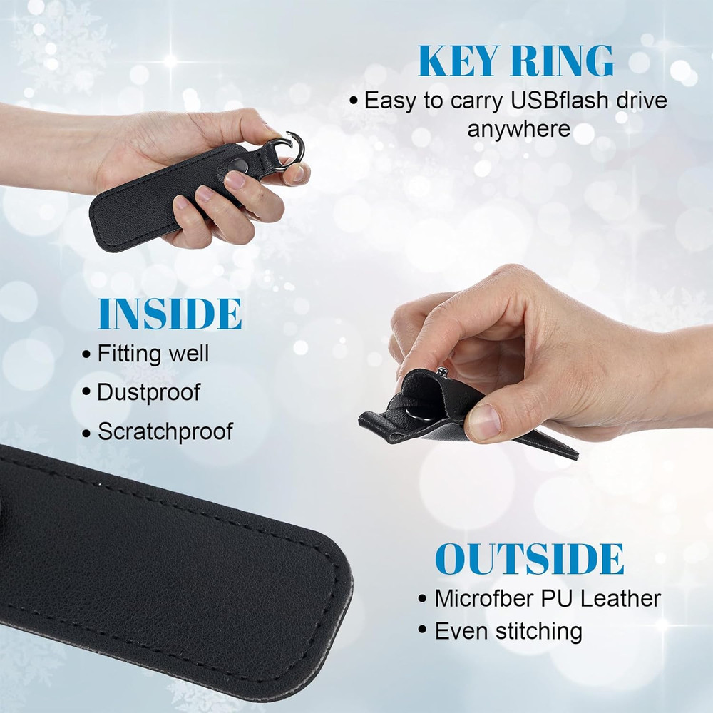 Leather USB Flash Drive Case - Thumb Flash Drive Holder USB Storage, Secure Trav