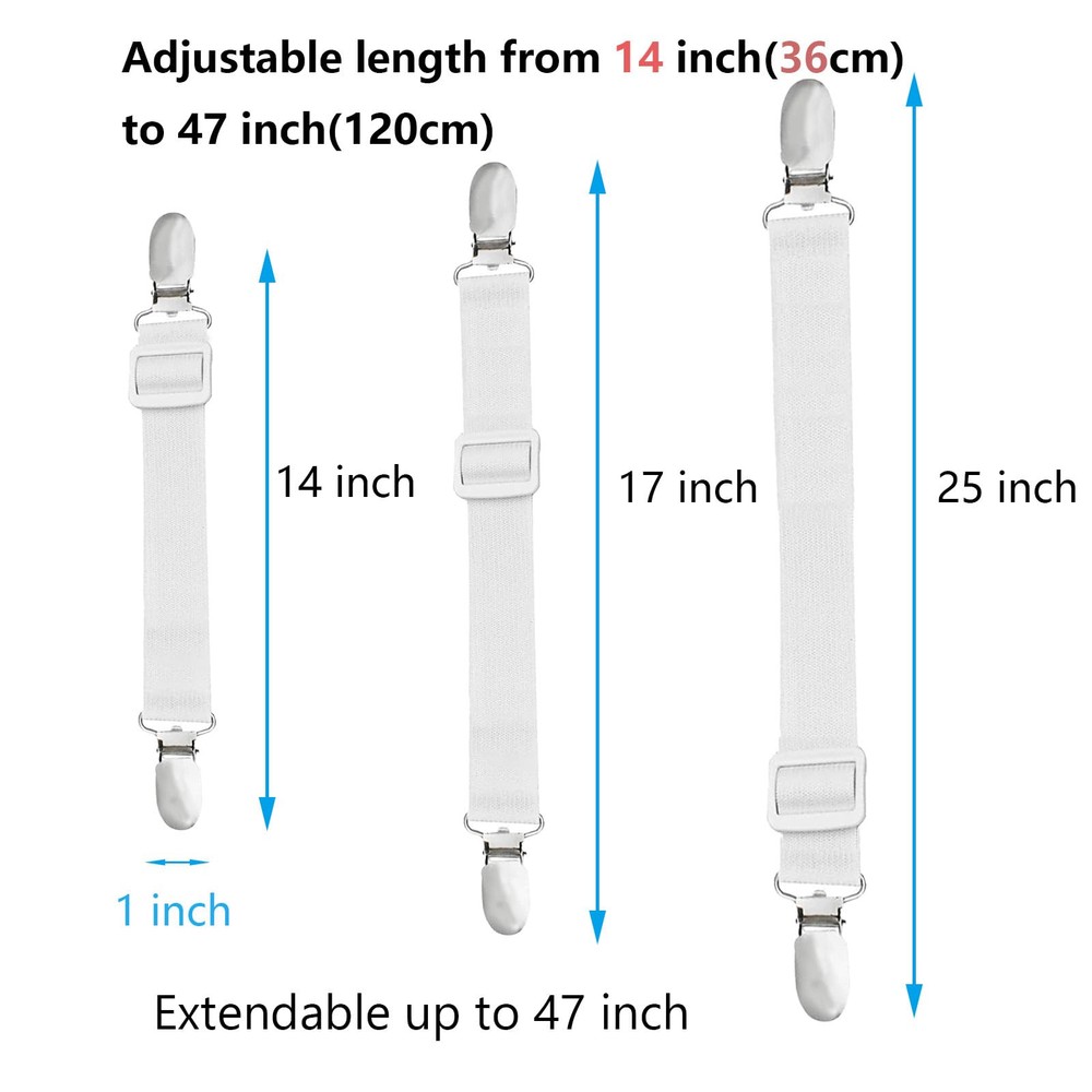 10 pcs Adjustable Bed Sheet Straps,Bed Sheet Clips, Elastic Bed Fitted Sheet ...