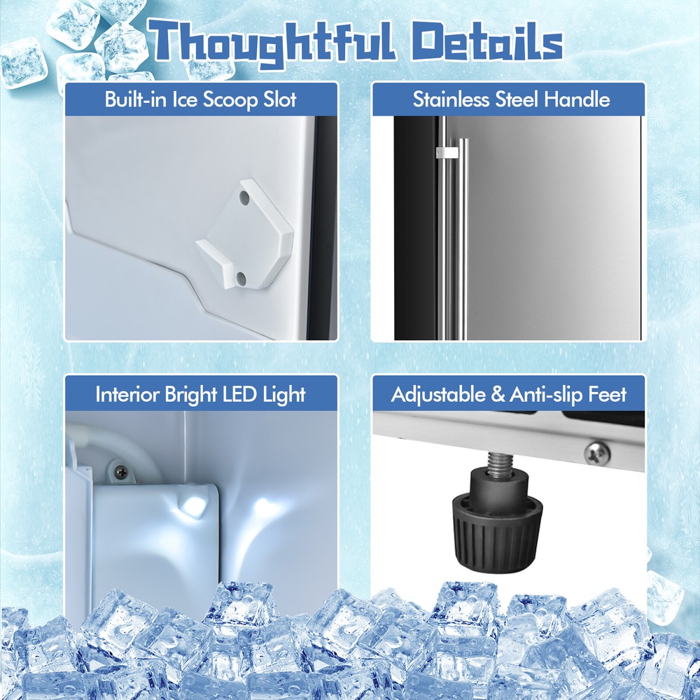 Built-in Ice Maker Free-Standing/Under Counter Machine 80lbs/Day w/ Light