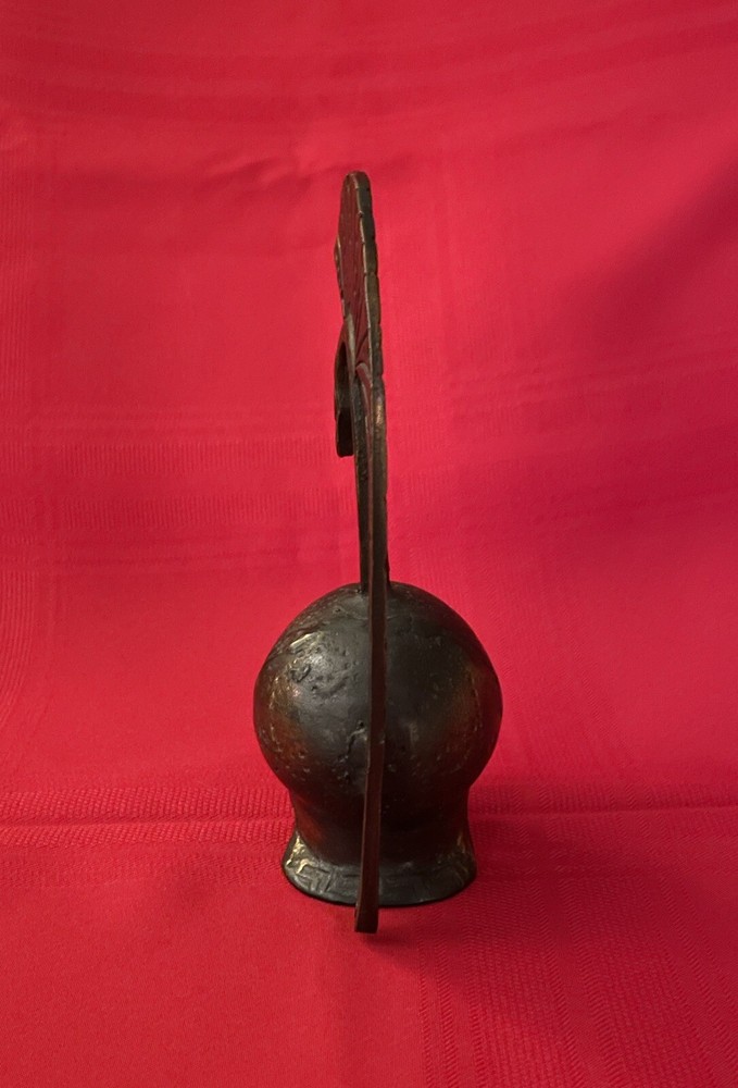 Solid Brass - Roman Gladiator Trojan Warrior Serpent Helmet-Hand Bell - Antique
