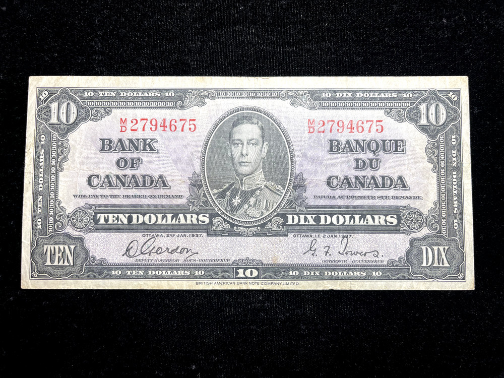 Canada 1937 * 10 Dollars* (VF) Banknote